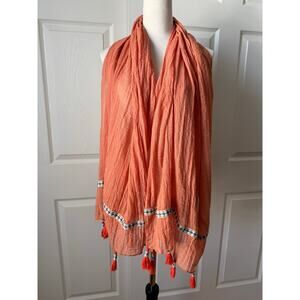 Rampage Y2K 90s Gauzy Tassel Scarf Southwestern Boho Wrap 26x64 Country Festival